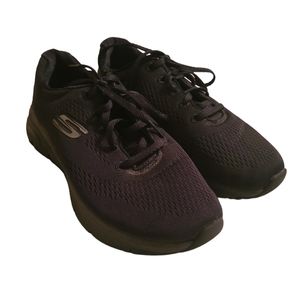 Womens Black Skechers Sneakers Tennis Shoes, Size 6, Lace Up